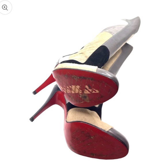 Christian Louboutin Gray and Black Heeled Boots 41 - Picture 2 of 6